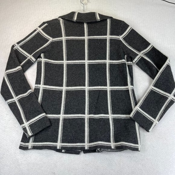 NWOT BARTOLINI Womens M Gray White Wool Cashmere Checkered Jacket Made in Italy - Picture 11 of 11